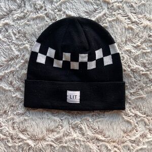 Black and White Checkered Mens Beanie